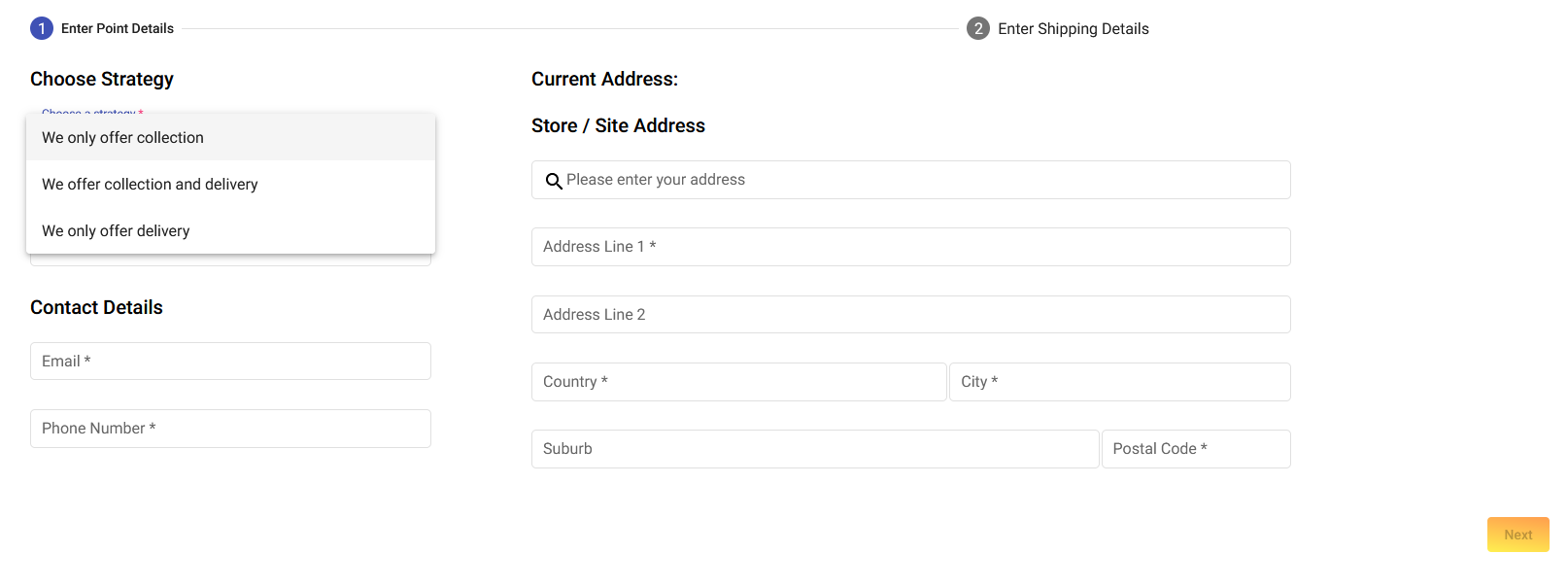 current address options for online shop by Letha Shop