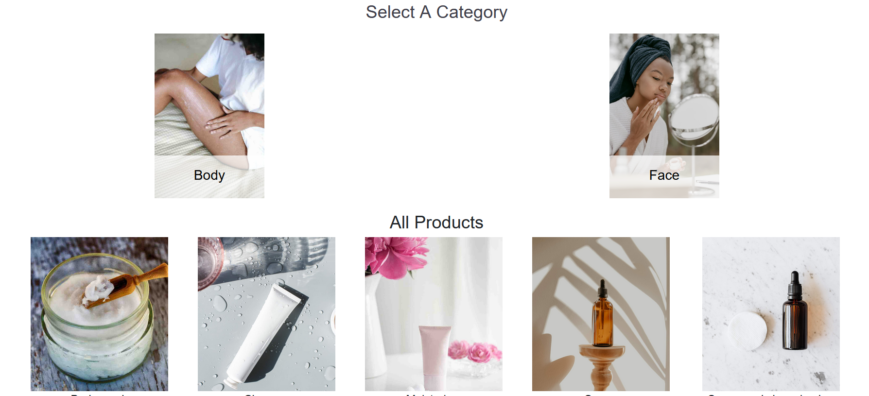 selecting a category for products in online store